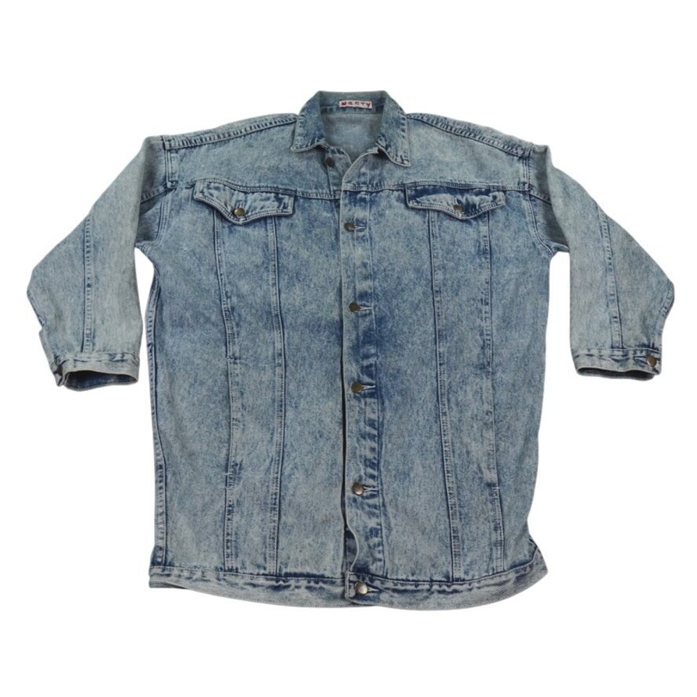 Nasty Denim Jacket Mens XL VTG 80s 90s Acid Wash Oversized Grunge Streetwear